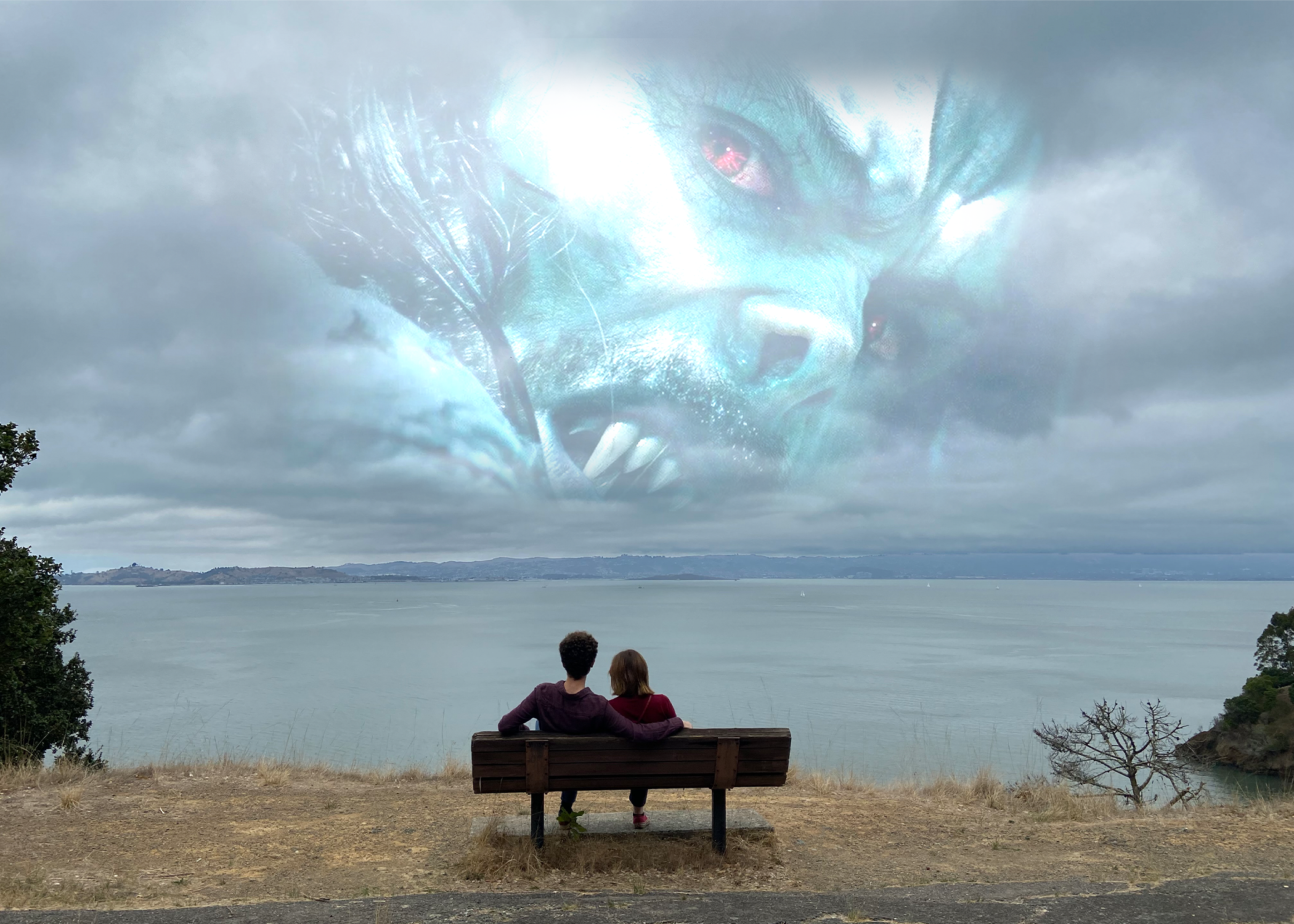 my brother and his girlfriend watching the skies. Which are Morbius. This was the first thing I ever made in photoshop shhh